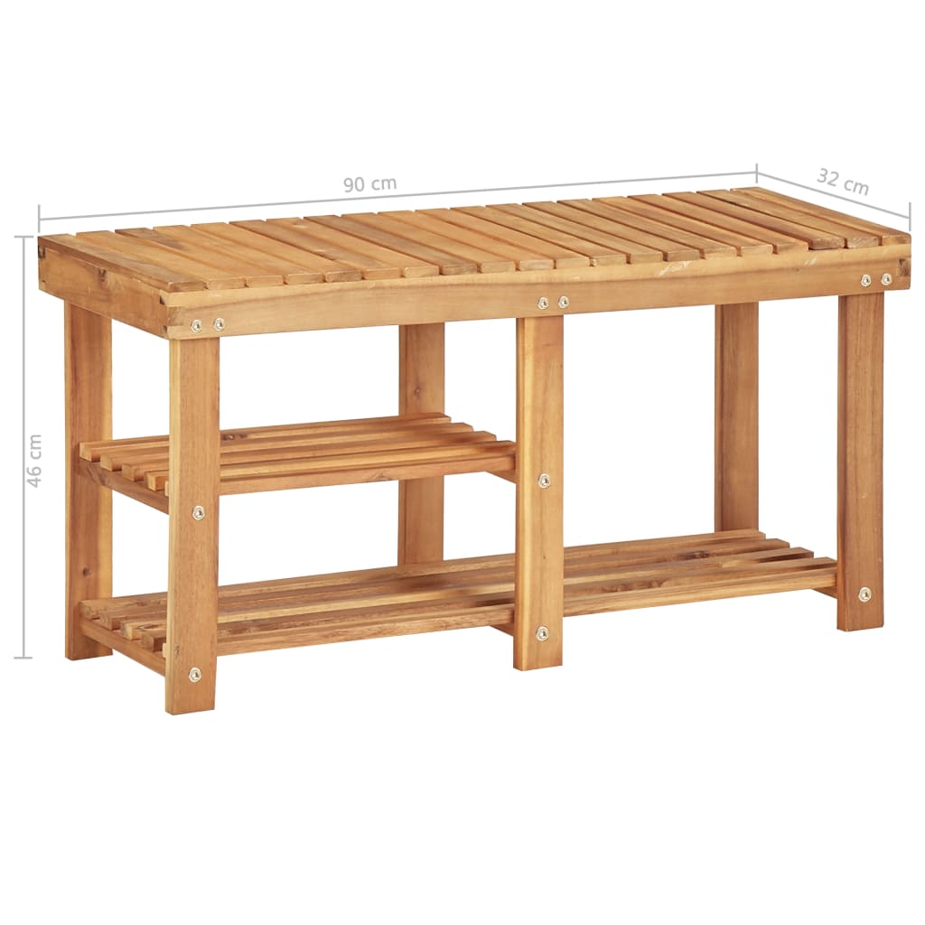 Shoe Rack 90 * 32 * 46 cm Solid Acacia Wood