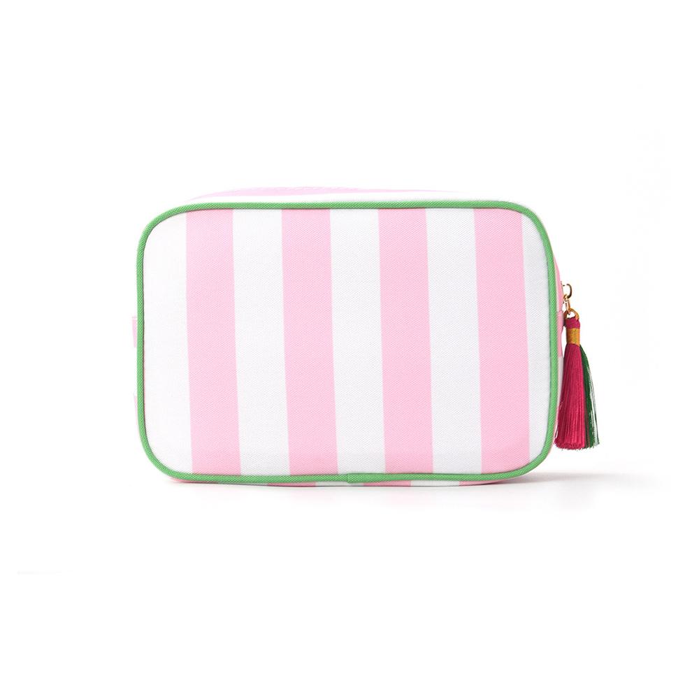 Contrast Color Striped Tassel Pendant Makeup Bag Large Capacity Portable Toiletry Bag Casual Travel Storage Cosmetic Bags