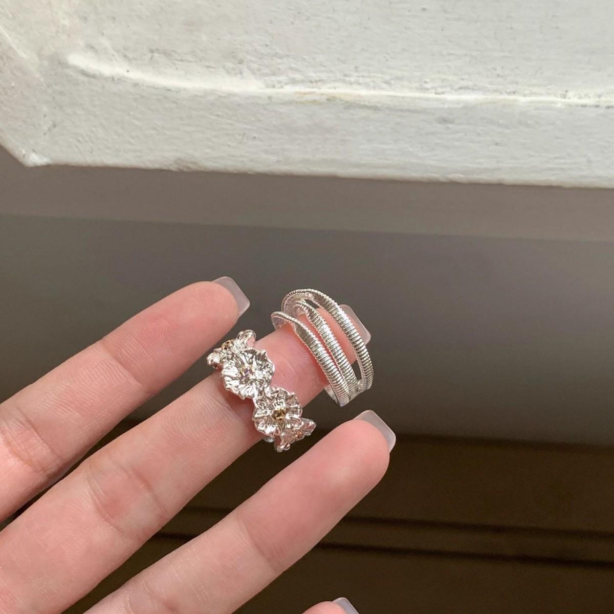 2 шт. Ретро многослойное витое кольцо - кольцо в форме цветка - кольцо для пары