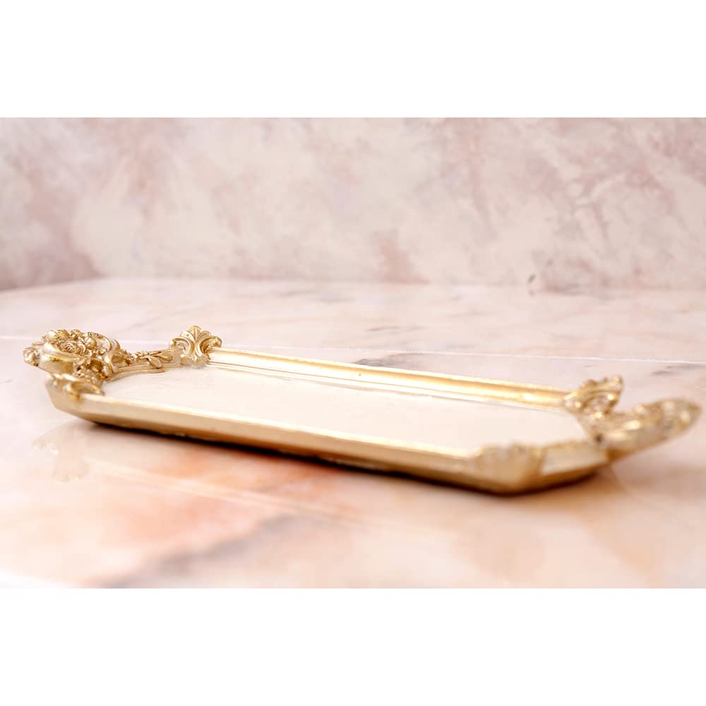 Akizuki Trading Co., Ltd. Rococo Deco Accessory Tray, White, W31×D3.2×H10.8cm LF21013-16WG
