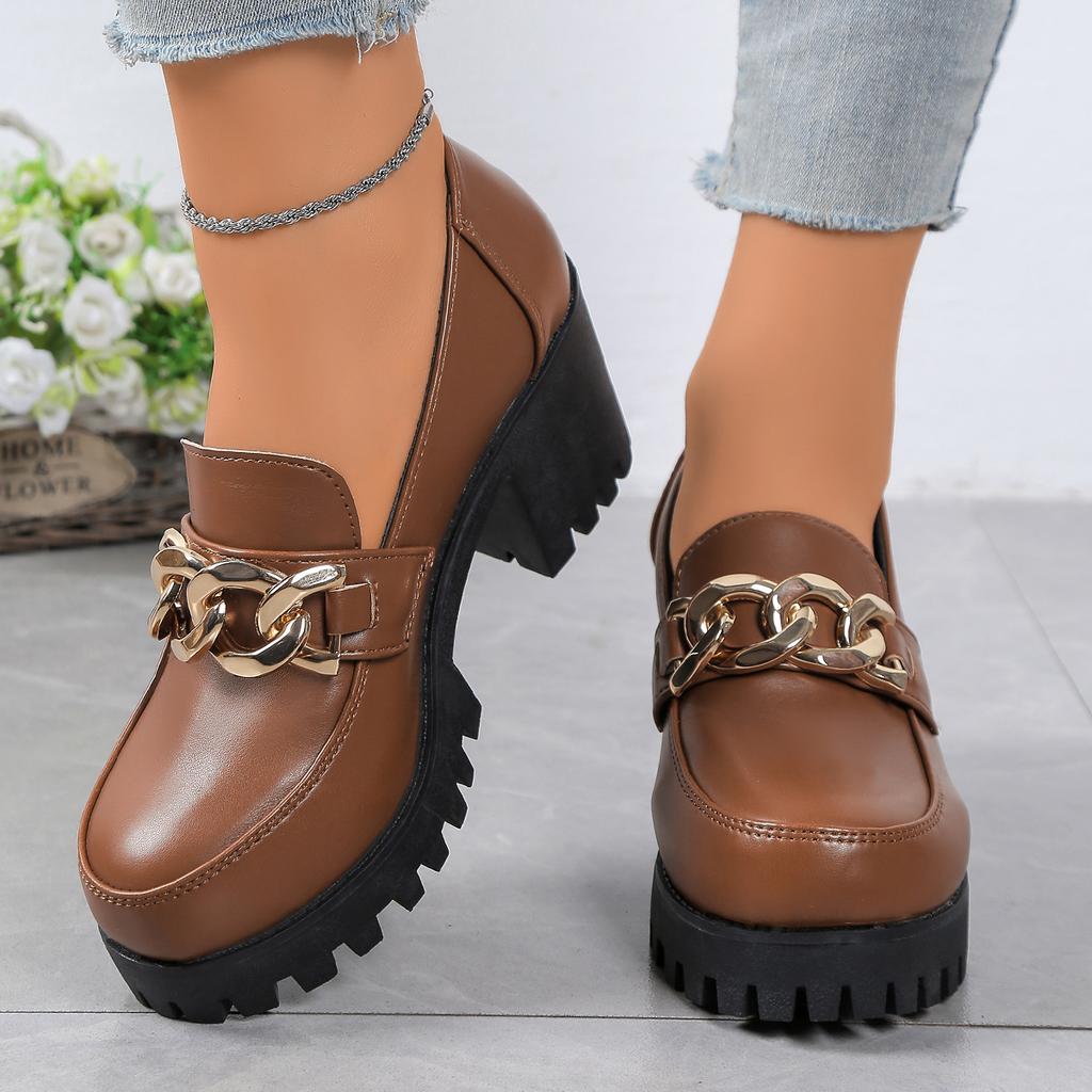 Fashionable New Comfortable Banquet High Heels Women'S Shoes Spring And Autumn Elegant Sexy Thick Soled Casual Single Shoes