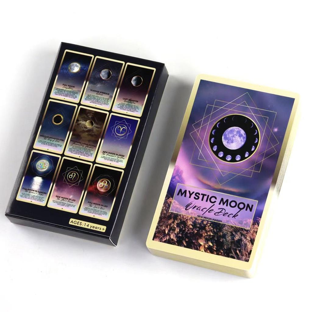 10,3 x 6 cm Mystic Moon Oracle Deck 44-Karten Moon Magic Deck | Mondritualkarten | Hexenmondkarten
