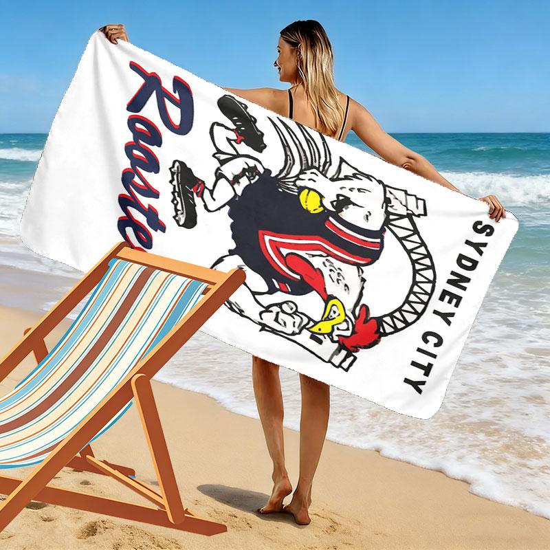 Sydney Roosters Legacy Print Beach Towel, Large Soft Quick Dry Towel for Beach Camping Swimming