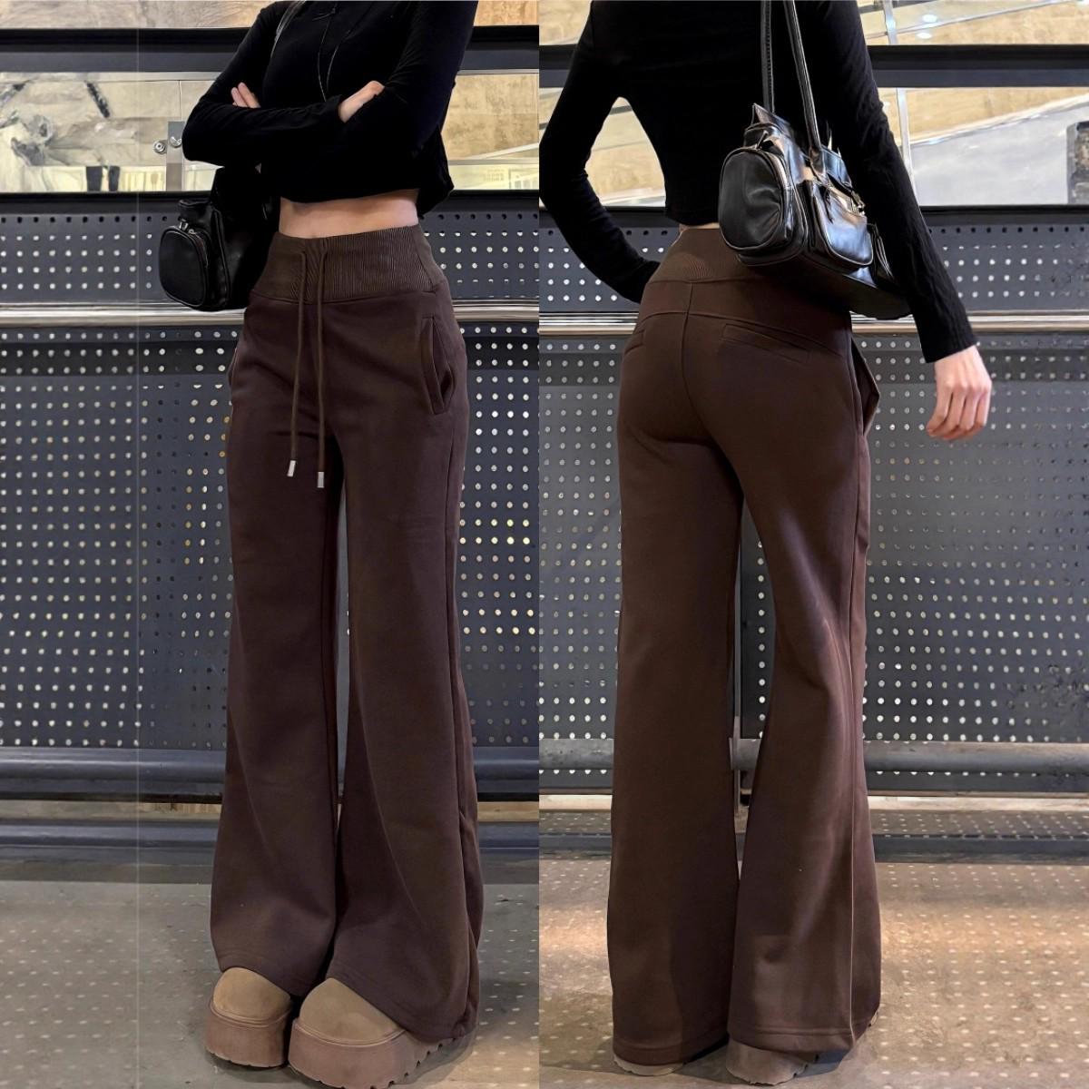 

Women s High-Waisted Fleece-Lined Micro-Flare Sweatpants - Spicy Girl Autumn/Winter 2026 Collection L (52.5-62.5 kg)