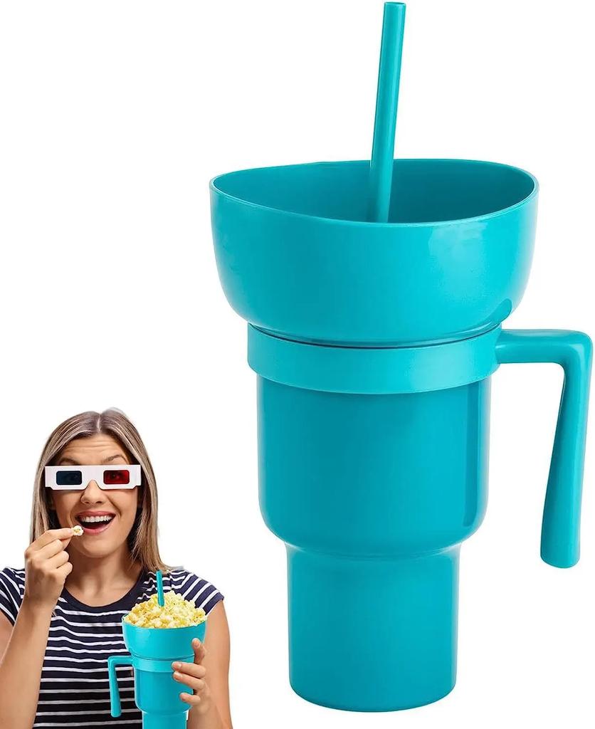 Popcorn Beverage Cup Snack Cup Straw Cup with Handle Water Bottles with Straw Coffee Cup Mug Mugs Coffee Cups