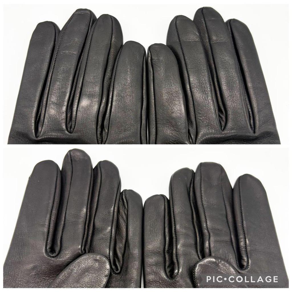 Extremely beautiful item HERMES Lambskin Soya Gloves Black 7 Sizes
