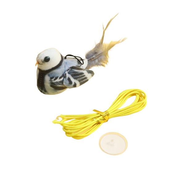 Interaktives Zwitscherndes Vogel Katzenspielzeug Realistischer Plüschvogel mit Feder Berührungsaktiviert