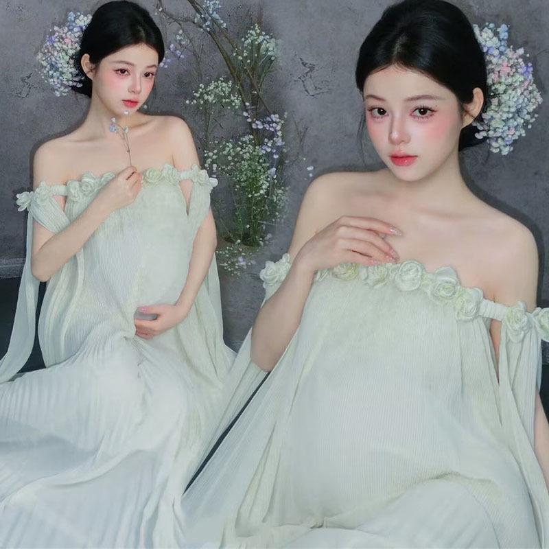 

Maternity Strapless French Dress for Artistic Portrait Photography One Size