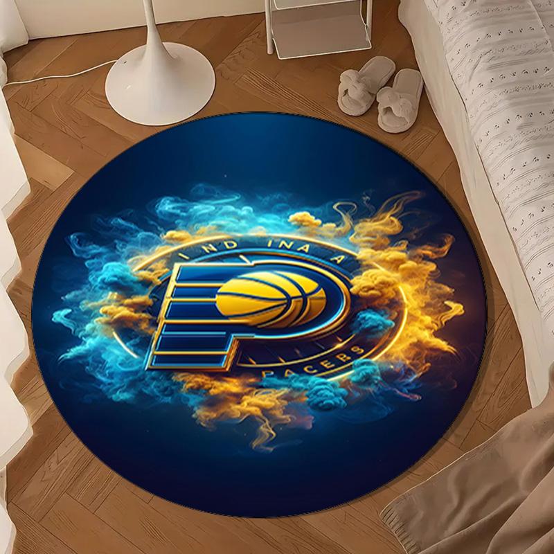 Basketball Pacers Neon Art Round Mat, Anti-slip Circle Carpet Chair Rug For livingroom,Bedroom, Doormat Home Decor Gift Christmas Gifts