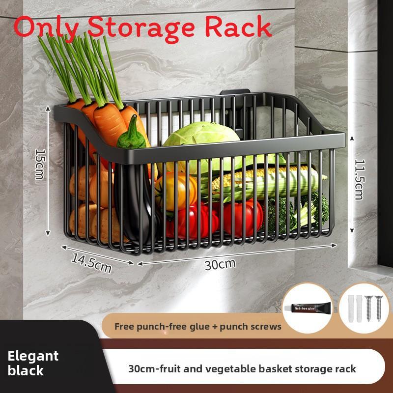 Kitchen Wall Mount Spice Storage Rack With Carbon Steel Material For Fresh Vegetables