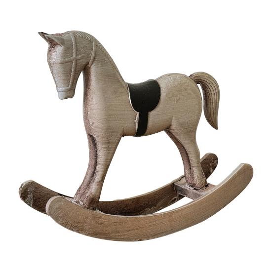 Wooden Rocking Horse Figurine Vintage Horse Statue Sculpture Home Office Living Room Bookshelf Desktop Decoration Ornament