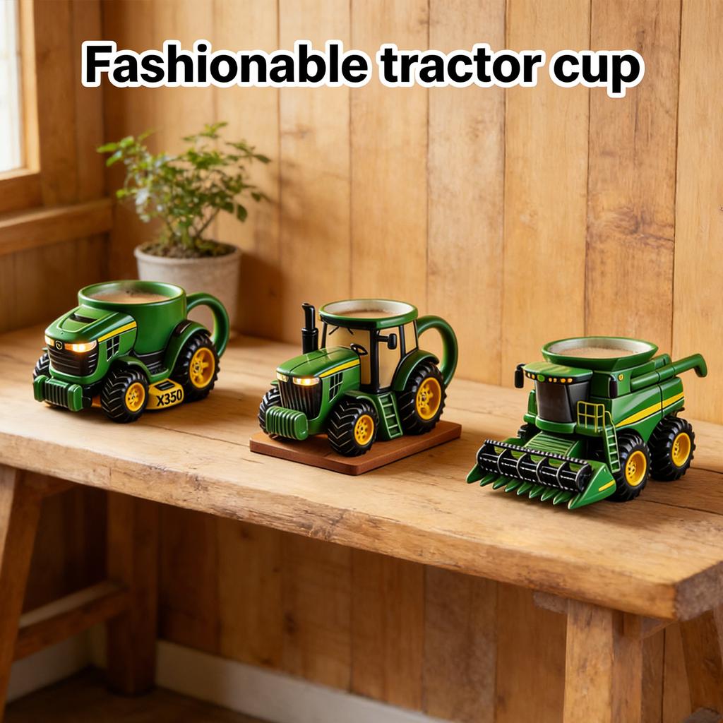 Vintage Green Tractor Mug - A Resin And Stainless Steel - Decorative Coffee Mug, Perfect As A Gift For Farmers And Lovers Of Rural Life.