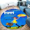 Pippi Longstocking Custom Name Round Area Rug,Carpet Rug for Living Room Bedroom Sofa Playroom Decor,Non-slip Floor Mat