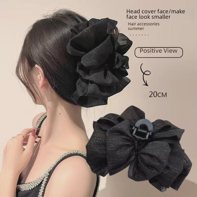 

High-End Seersucker Large Bow Hair Clip