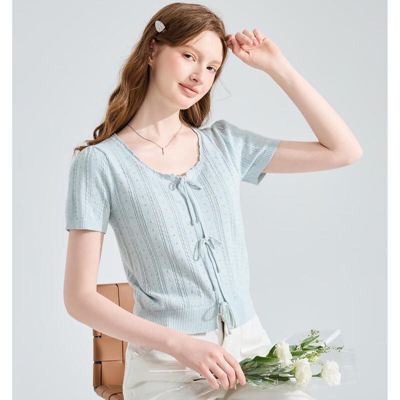 TonLion Women's 2026 Summer Short-Sleeve Hollow Knit Sweater