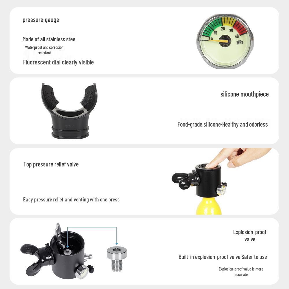 DIDEEP 0.5L Mini Scuba Diving Oxygen Tank for Teaching Underwater Breathing