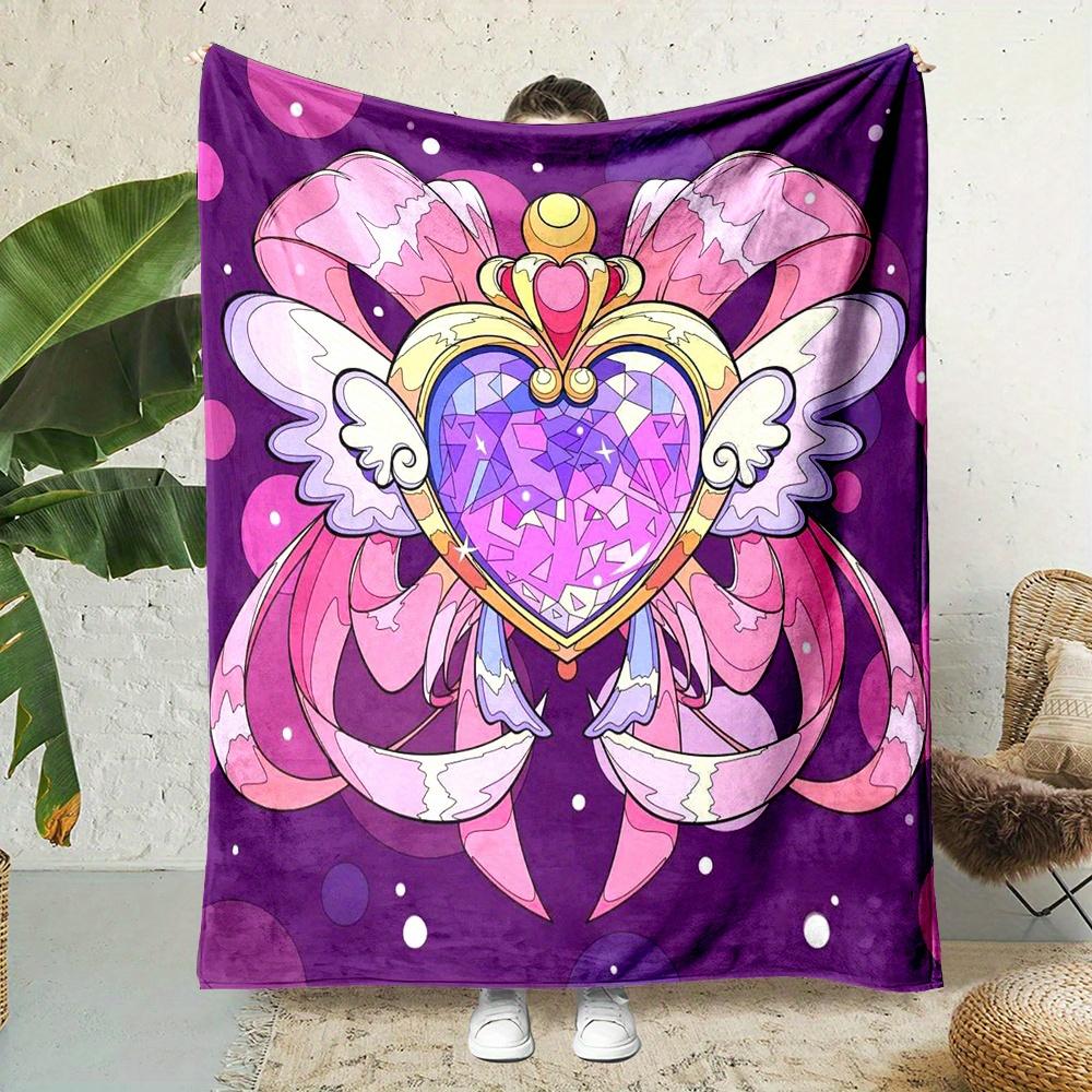 

Anime heartshaped crystal pattern Flannel printed blanket suitable for all seasons suitable for living room office sofa travel 75x100cm (30x40inch)