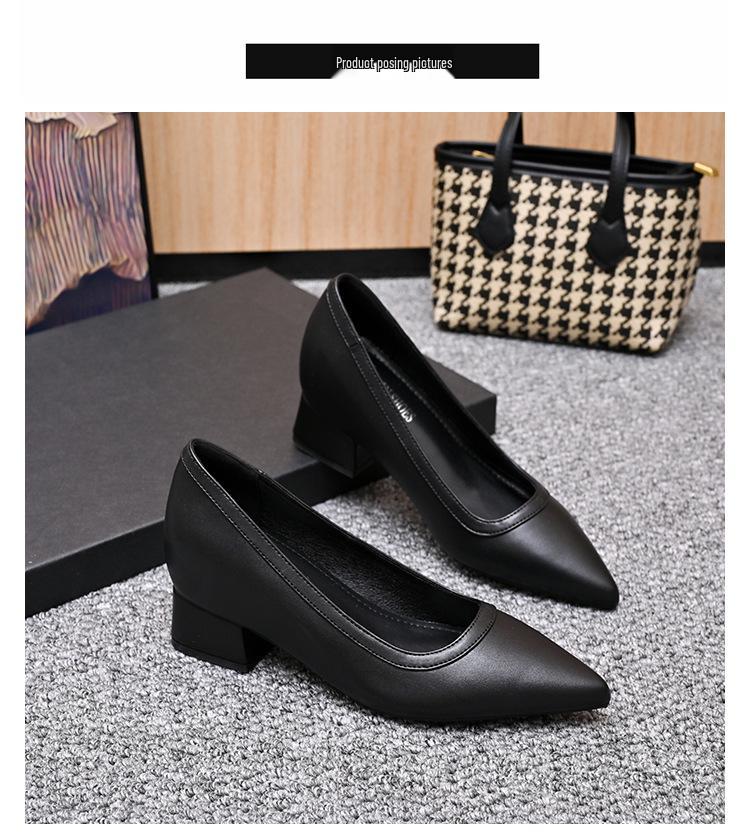 6cm Heel Height-Increasing French Pointed-Toe Black Women's Shoes - Perfect for Skirts and Professional Wear