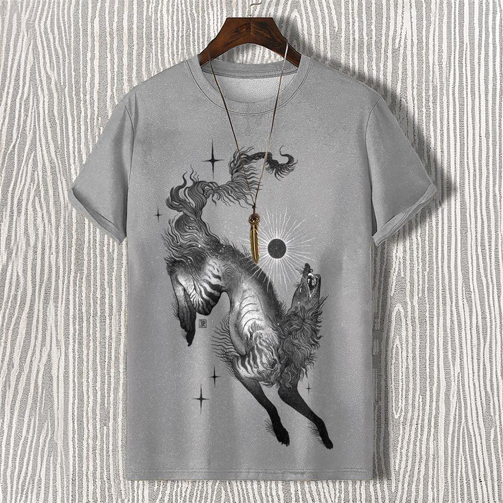 Tarot Teufel T-Shirt Für Herren Hip Hop Muster Kurzarm T-Shirts Tops Sommer Lässig Herrenbekleidung Retro Schwarz Übergroßes T-Shirt