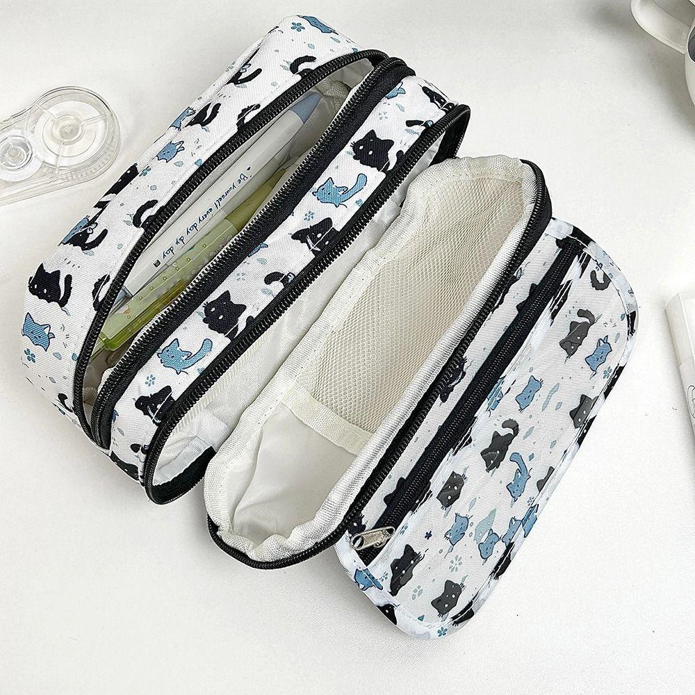 Large Capacity Pen Bag Cat Storage Bag Portable Stationery Organizer  School Office