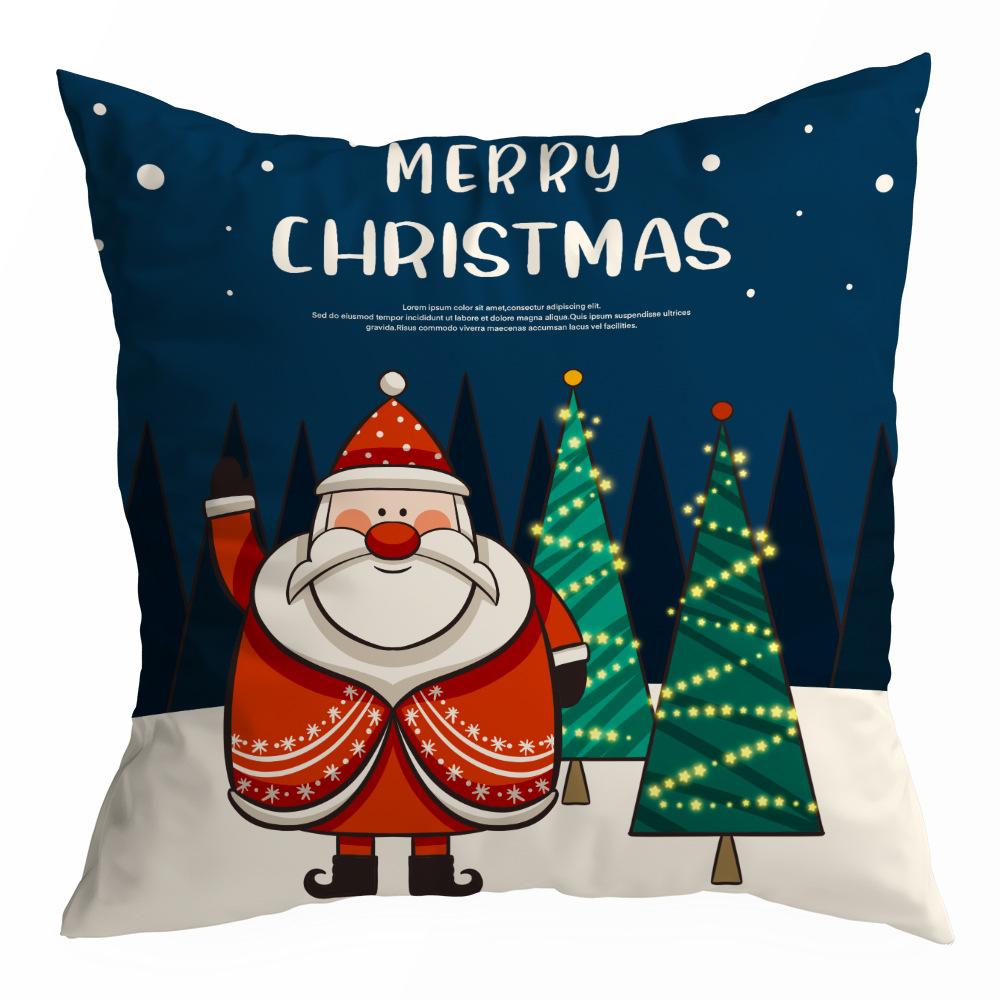Christmas Pillowcase Cartoon Santa Claus Home Sofa Car Cushion Printed Pillowcase