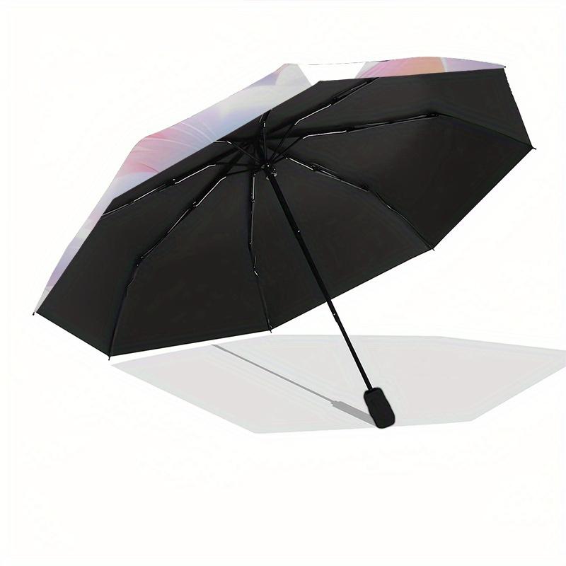 Kätzchen, Wolken Automatischer Regenschirm einfaches Acht-Rippen-Design, helles Farbmuster, stabiler Eisenrahmen, ideal für Reisen und Outdoor,