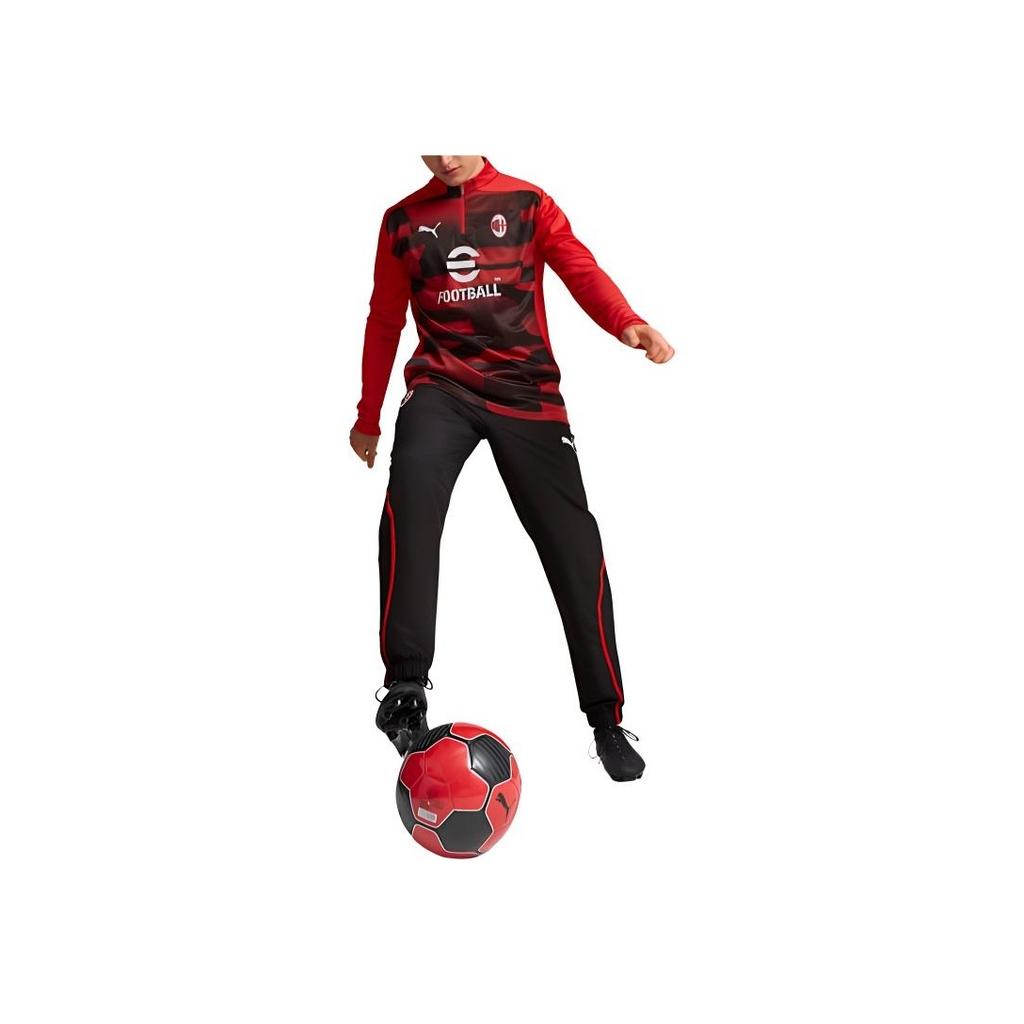 Puma Ac Milan 2024-25 Pre-Match 1/4 Comfortable Casual Quick-Dry Sweat-Wicking Long Sleeve Football Shirt Men Tops Red Black 777714-01