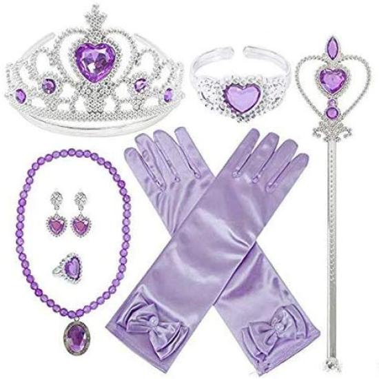 Bethany Home Princess Accessories Kids' Costume Set, 9-Piece Set, DIY Crafts for Princess Transformation, Sparkling Heart Tiara, Magic Wand, Gloves,