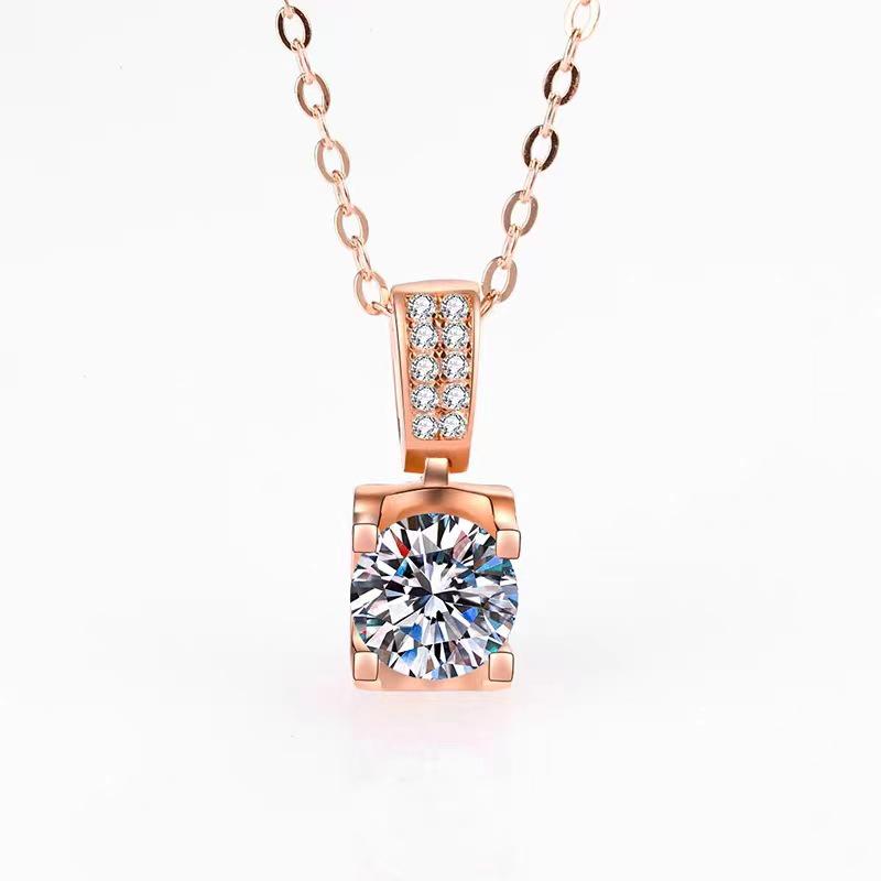 Sterling Silver S925 Bull Head Collarbone Necklace with Diamond Inlaid Pendant