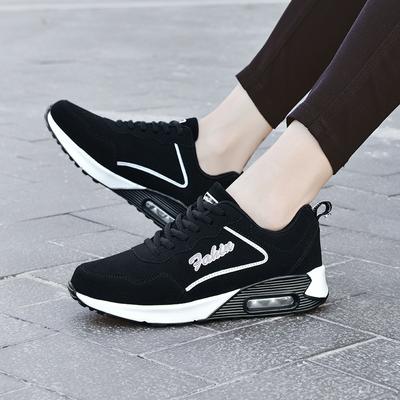 Autumn and Winter Leather Surface Large Size Air Cushion Sports Shoes Casual Shoes Female Students Running Shoes Travel Shoes