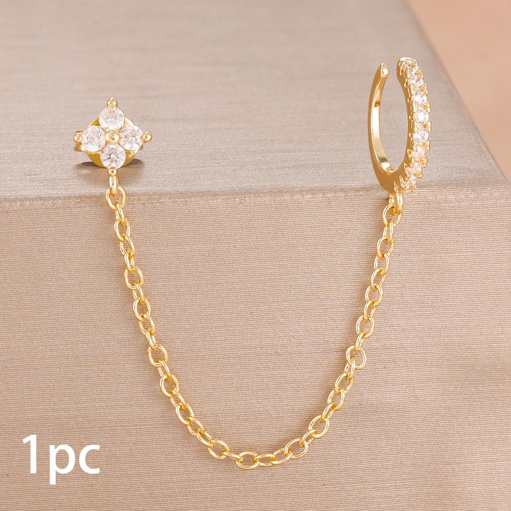 Simple Stainless Steel Gold Color Chain Tassel Dangle Earring Stainless Steel Ear Stud Ear Clip Hypoallergenic Women's Jewelry