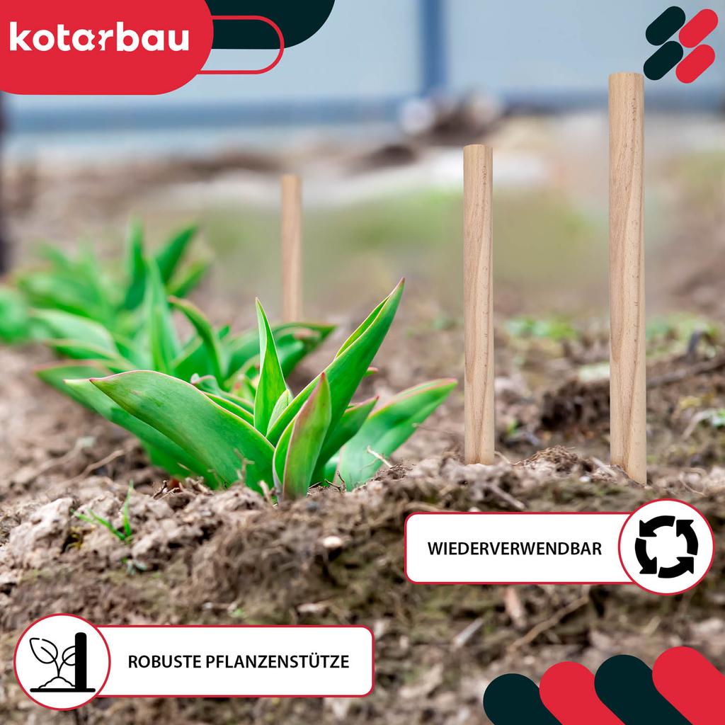 KOTARBAU® Geodetic Beech Wooden Stakes Support for Tomatoes, Vegetables, Trees, 40 CM, Set of 5