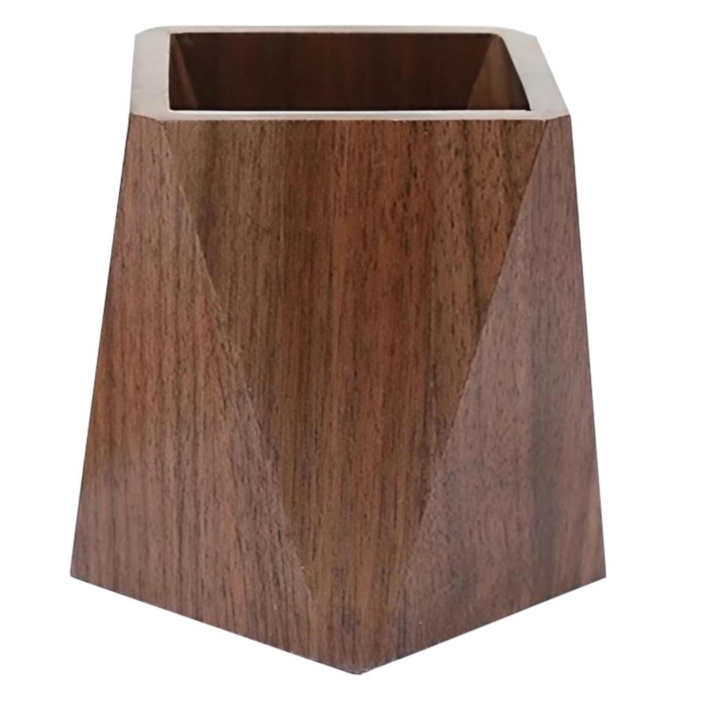 [Chandini] Wooden Pen Stand, Diamond Shape, Wood Grain Design, Desktop Storage, Small Item Storage, Stationery Storage, Simple Design, Black Walnut