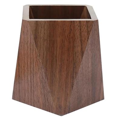 [Chandini] Wooden Pen Stand, Diamond Shape, Wood Grain Design, Desktop Storage, Small Item Storage, Stationery Storage, Simple Design, Black Walnut