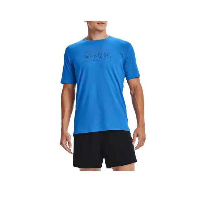 Under Armour Graphic Letter Logo Running Sports Crew Neck Short Sleeve T-Shirt Men Tops Blue 1362994-464