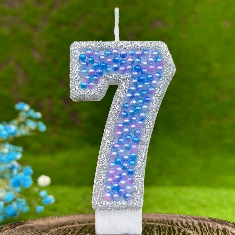1pcs Blue Glitter Number0-9 Birthday Candles Cake Toppers Birthday Wedding Birthday Digital Cakes Dessert Decor Candle