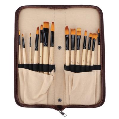 Paint Brush Sets Multimodal Nylon Hair Oil Paint Brushes with Yellow Brush Storage Bag for Oil Watercolor Painting