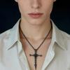 Gothic Retro Hip Hop Skull Cross Pendant Necklace, Distressed Punk Jewelry, Men's Women's Streetwear Accessory