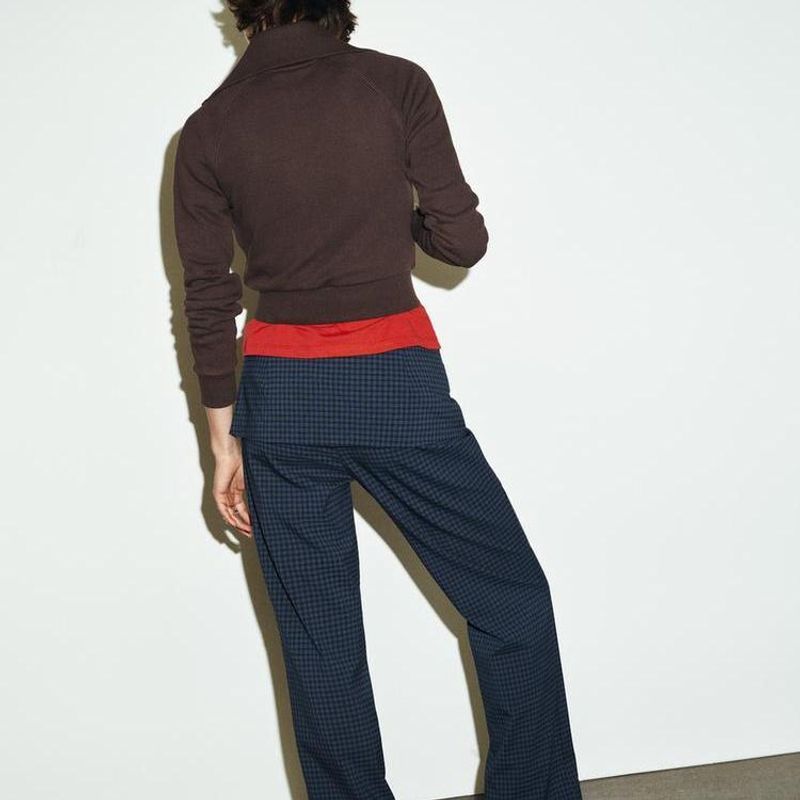 Za Foreign Trade New Women Clothes ZR Western Style Versitile Fashion Simple Plaid With Belt Trousers 2180508