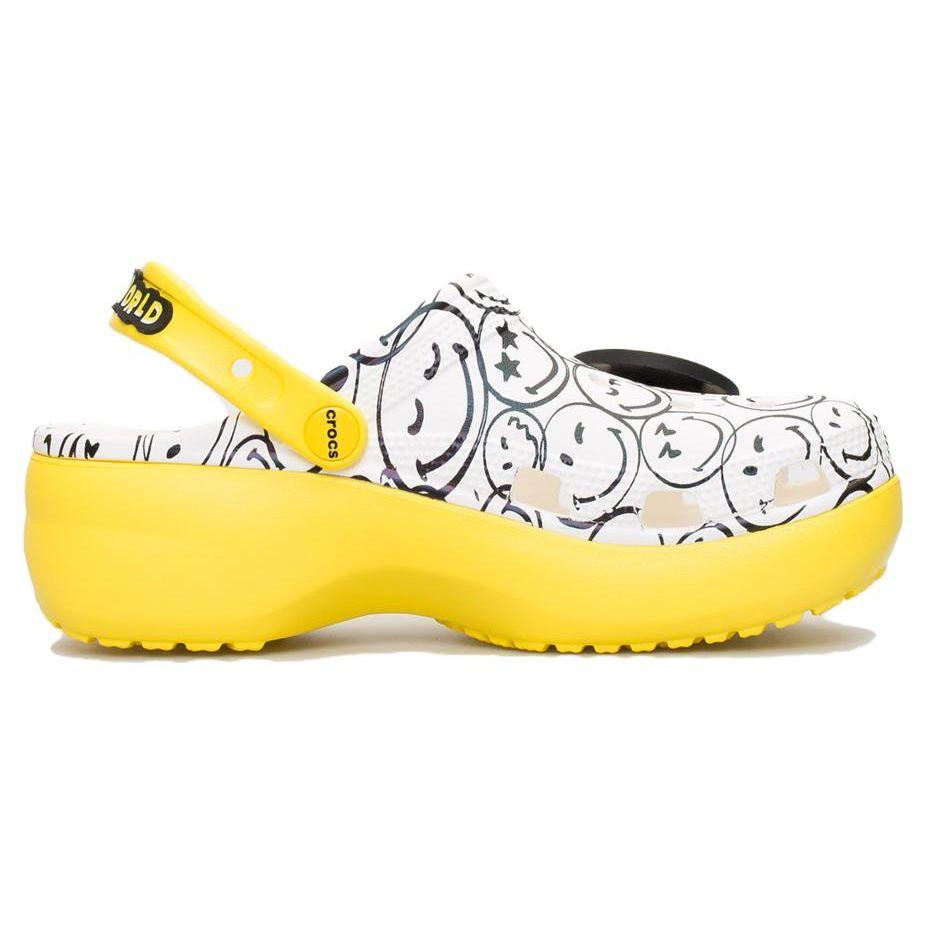 Crocs Smiley X  Classic Clog Comfortable Versatile Clogs Women Clogs White Yellow 207980-94S