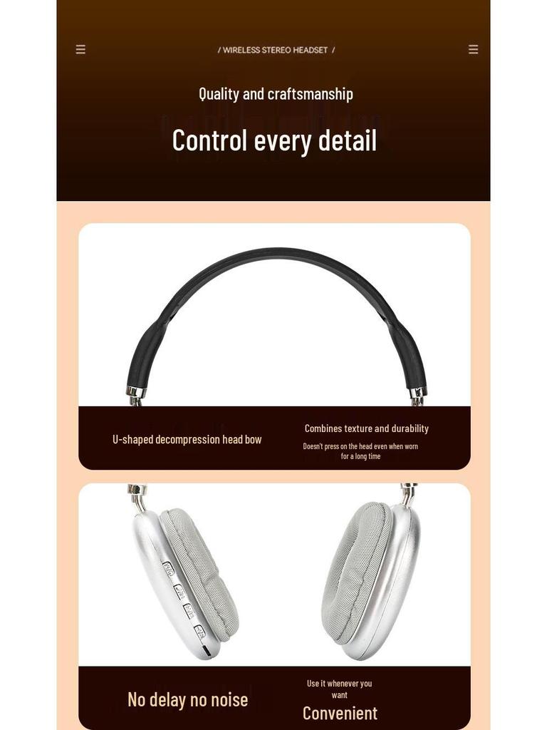 P9 Over-Ear Bluetooth Headphones with Microphone and Large Battery - Perfect for Students