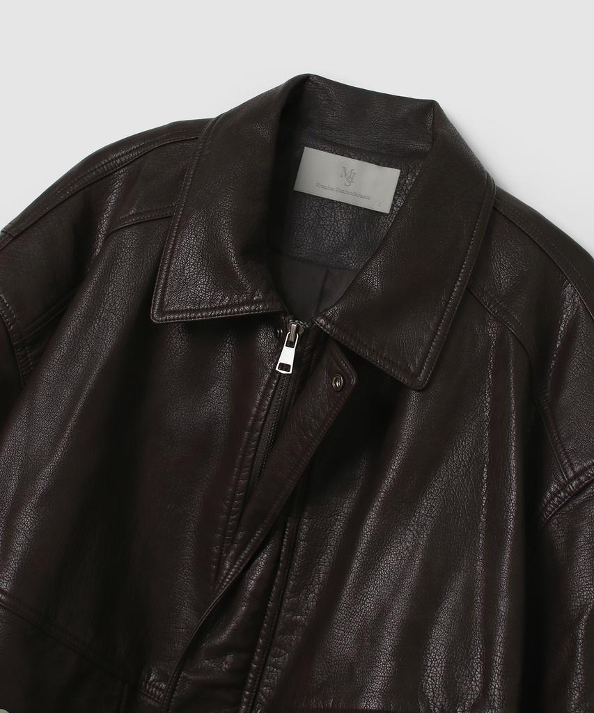 Mood Inside Refined Pocket Leather Blouson_Brown