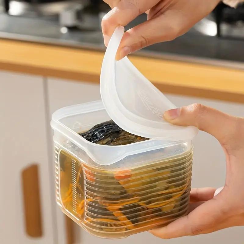 Kitchen Coup Storage Box with Scale Transparent Airtight Lock Leakproof Soup Freezer Storage Container Food Storage Case