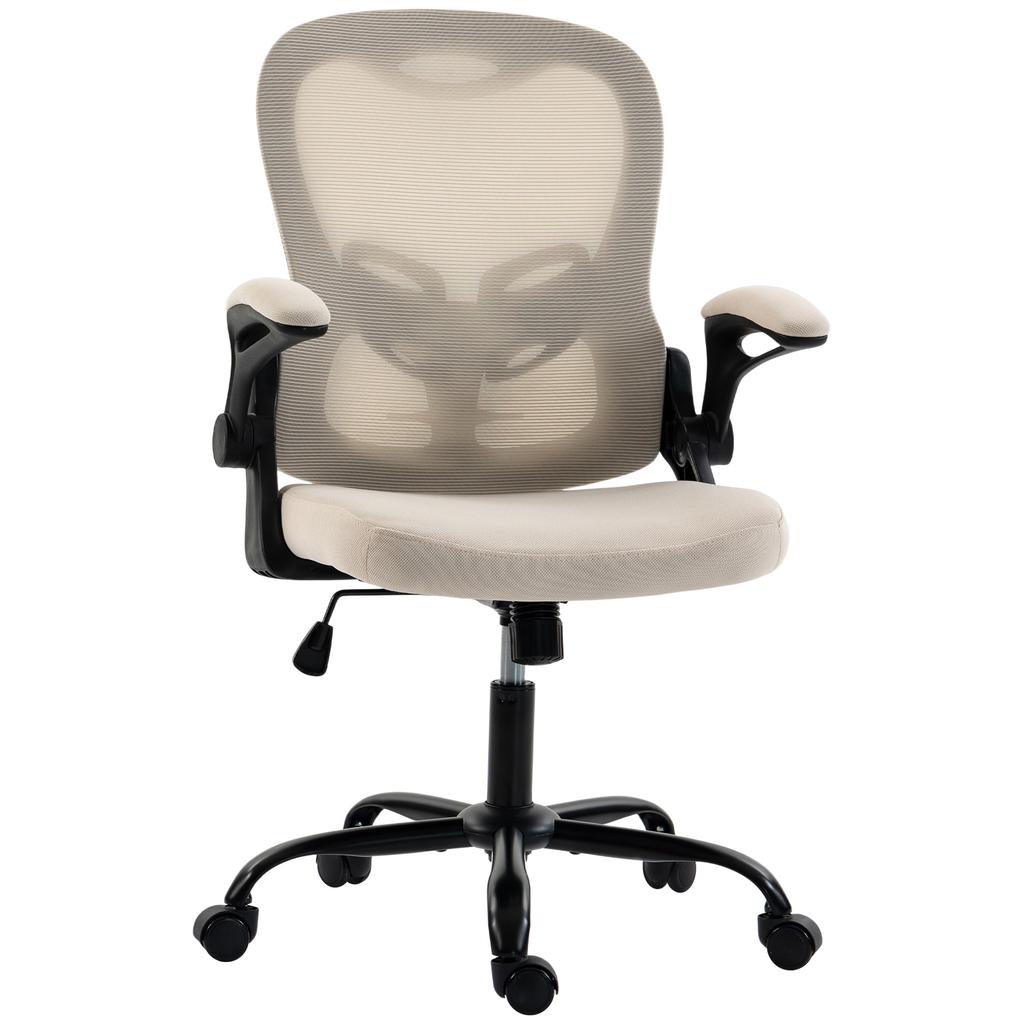 Office Chair, Ergonomic, Mesh, Flip-Up Armrests, Adjustable Height, Rocking Function, Beige