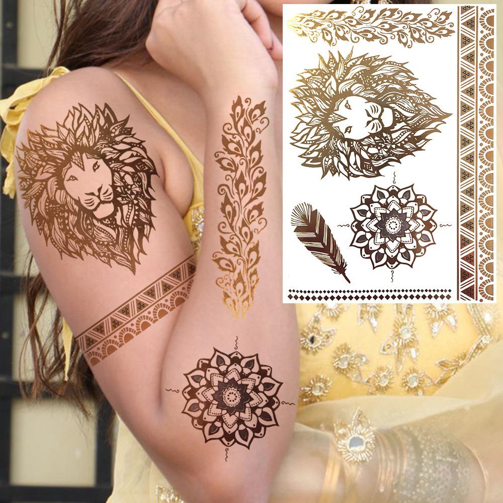 Nuevas Pegatinas Temporales de Tatuaje con Estampado en Caliente de Henna Transfronterizas para Mano, Pie y Brazo