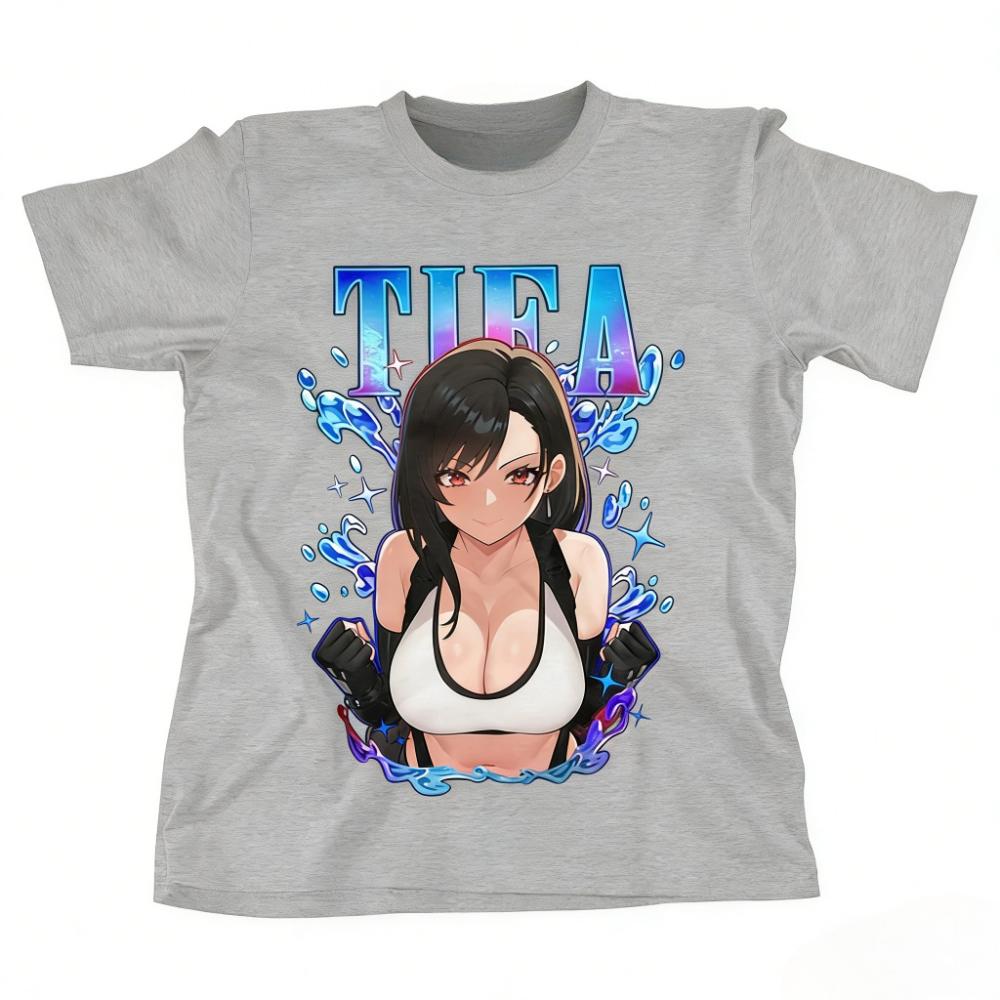 New 2026 Tifa Lockhart FF7 Retro Tshirt Waifu Tshirt Final Fantasy 7 Tshirt Unisexs and Womens Summer Fashion Top