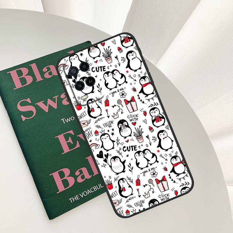 Cartoon Penguin Case For Oppo A15 A16 A17 A52 A72 A76 A96 A54 A74 A94 A54S A57S A58 A78 A98 A57 A77 Cover