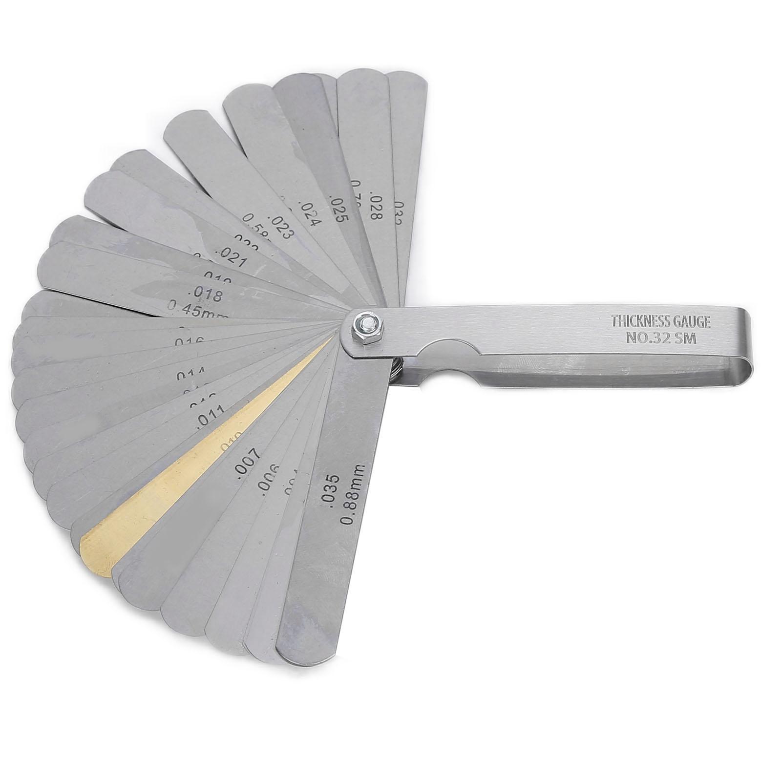 

Щуп с 32 лезвиями из нержавеющей стали, инструмент для измерения зазоров 0,00150,035 дюйма(0,040,88 мм)