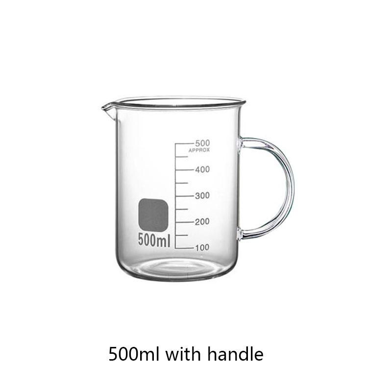 500/1000ml High Borosilicate Glass Measuring Cup With/Without Handle Heat-resistant Laboratory Beaker Kitchen Measuring Tools
