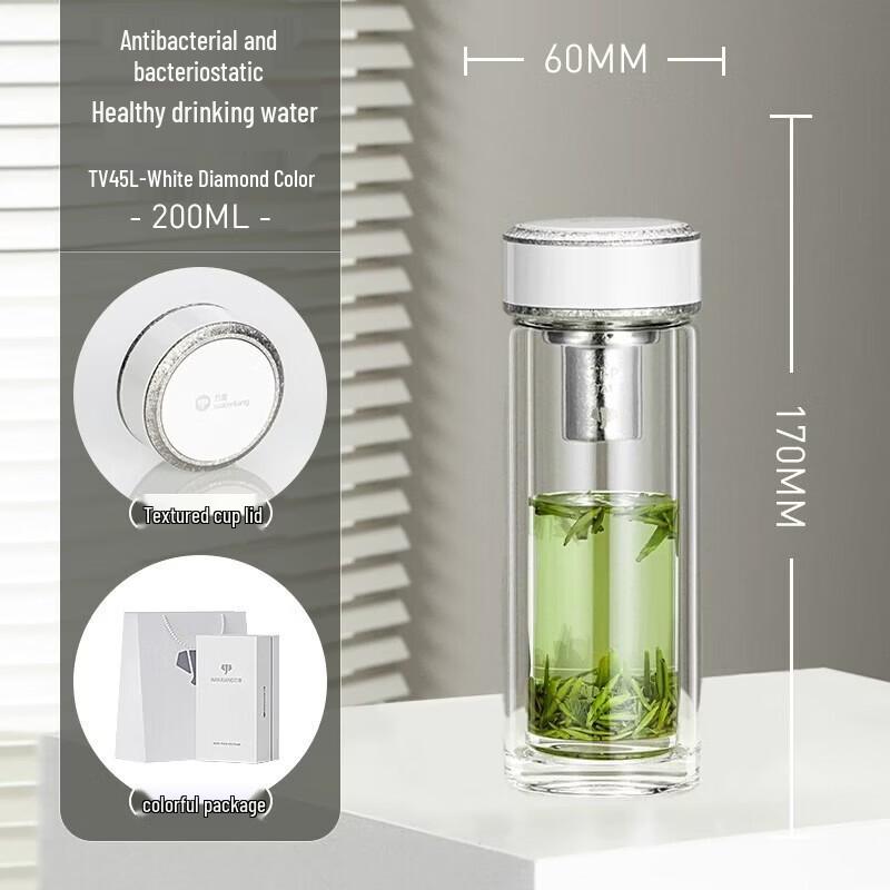 WANXIANG Dual-Layer Antibacterial Glass Tea Infuser Bottle